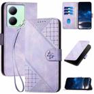 For vivo Y36 5G Global YX0080 Grid Butterfly Embossed Pattern Flip Leather Phone Case with Lanyard(Light Purple) - 1