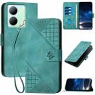 For vivo Y27 5G / Y36 4G India YX0080 Grid Butterfly Embossed Pattern Flip Leather Phone Case with Lanyard(Light Blue) - 1