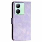 For vivo Y27 5G / Y36 4G India YX0080 Grid Butterfly Embossed Pattern Flip Leather Phone Case with Lanyard(Light Purple) - 3