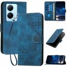 For vivo Y78+ 5G Global / V29 Lite YX0080 Grid Butterfly Embossed Pattern Flip Leather Phone Case with Lanyard(Dark Blue) - 1