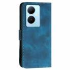 For vivo Y78+ 5G Global / V29 Lite YX0080 Grid Butterfly Embossed Pattern Flip Leather Phone Case with Lanyard(Dark Blue) - 3