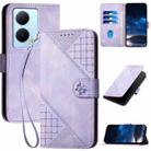 For vivo Y78+ 5G Global / V29 Lite YX0080 Grid Butterfly Embossed Pattern Flip Leather Phone Case with Lanyard(Light Purple) - 1