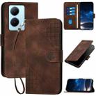 For vivo Y78 5G Global YX0080 Grid Butterfly Embossed Pattern Flip Leather Phone Case with Lanyard(Coffee) - 1