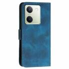 For vivo Y100 5G Global YX0080 Grid Butterfly Embossed Pattern Flip Leather Phone Case with Lanyard(Dark Blue) - 3