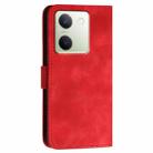 For vivo Y100 5G Global YX0080 Grid Butterfly Embossed Pattern Flip Leather Phone Case with Lanyard(Red) - 3