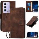 For vivo Y100 5G IDN YX0080 Grid Butterfly Embossed Pattern Flip Leather Phone Case with Lanyard(Coffee) - 1