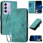 For vivo Y100 5G IDN YX0080 Grid Butterfly Embossed Pattern Flip Leather Phone Case with Lanyard(Light Blue) - 1