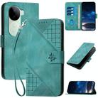 For vivo iQOO Z9s / V40e India YX0080 Grid Butterfly Embossed Pattern Flip Leather Phone Case with Lanyard(Light Blue) - 1