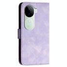 For vivo iQOO Z9s / V40e India YX0080 Grid Butterfly Embossed Pattern Flip Leather Phone Case with Lanyard(Light Purple) - 3