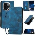 For vivo iQOO Z9s Pro / T3 Pro 5G India YX0080 Grid Butterfly Embossed Pattern Flip Leather Phone Case with Lanyard(Dark Blue) - 1