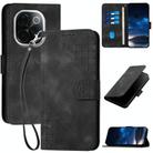 For vivo iQOO Z9s Pro / T3 Pro 5G India YX0080 Grid Butterfly Embossed Pattern Flip Leather Phone Case with Lanyard(Black) - 1