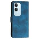 For vivo Y19s Global Grid Butterfly Embossed Pattern Leather Phone Case with Lanyard(Dark Blue) - 3