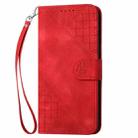 For vivo Y19s Global Grid Butterfly Embossed Pattern Leather Phone Case with Lanyard(Red) - 2