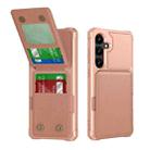 For Samsung Galaxy S24 5G Vertical Flip Card Bag Holder Leather Phone Case(Rose Gold) - 1