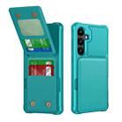 For Samsung Galaxy S24 5G Vertical Flip Card Bag Holder Leather Phone Case(Cyan Green) - 1