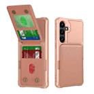 For Samsung Galaxy S24 FE 5G Vertical Flip Card Bag Holder Leather Phone Case(Rose Gold) - 1