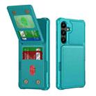 For Samsung Galaxy S24 FE 5G Vertical Flip Card Bag Holder Leather Phone Case(Cyan Green) - 1