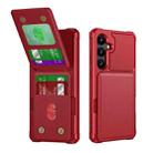 For Samsung Galaxy S24 FE 5G Vertical Flip Card Bag Holder Leather Phone Case(Red) - 1
