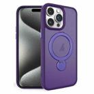 For iPhone 15 Pro Max 360 Degree Rotating MagSafe Magnetic Bracket Frosted Phone Case(Dark Purple) - 1