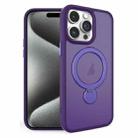 For iPhone 15 Pro 360 Degree Rotating MagSafe Magnetic Bracket Frosted Phone Case(Dark Purple) - 1