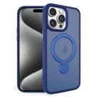 For iPhone 15 Pro 360 Degree Rotating MagSafe Magnetic Bracket Frosted Phone Case(Royal Blue) - 1