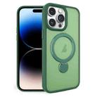 For iPhone 14 Pro Max 360 Degree Rotating MagSafe Magnetic Bracket Frosted Phone Case(Green) - 1