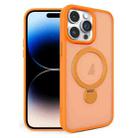 For iPhone 14 Pro Max 360 Degree Rotating MagSafe Magnetic Bracket Frosted Phone Case(Orange) - 1