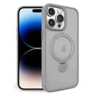 For iPhone 14 Pro Max 360 Degree Rotating MagSafe Magnetic Bracket Frosted Phone Case(Grey) - 1