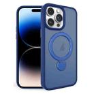 For iPhone 14 Pro 360 Degree Rotating MagSafe Magnetic Bracket Frosted Phone Case(Royal Blue) - 1