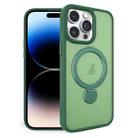 For iPhone 14 Pro 360 Degree Rotating MagSafe Magnetic Bracket Frosted Phone Case(Green) - 1