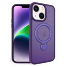 For iPhone 14 Plus 360 Degree Rotating MagSafe Magnetic Bracket Frosted Phone Case(Dark Purple) - 1