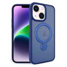 For iPhone 14 Plus 360 Degree Rotating MagSafe Magnetic Bracket Frosted Phone Case(Royal Blue) - 1