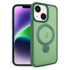 For iPhone 14 Plus 360 Degree Rotating MagSafe Magnetic Bracket Frosted Phone Case(Green) - 1