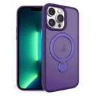 For iPhone 13 Pro Max 360 Degree Rotating MagSafe Magnetic Bracket Frosted Phone Case(Dark Purple) - 1