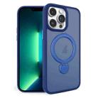 For iPhone 13 Pro Max 360 Degree Rotating MagSafe Magnetic Bracket Frosted Phone Case(Royal Blue) - 1