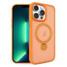 For iPhone 13 Pro Max 360 Degree Rotating MagSafe Magnetic Bracket Frosted Phone Case(Orange) - 1