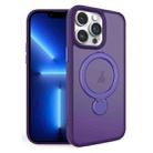 For iPhone 13 Pro 360 Degree Rotating MagSafe Magnetic Bracket Frosted Phone Case(Dark Purple) - 1