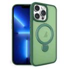 For iPhone 13 Pro 360 Degree Rotating MagSafe Magnetic Bracket Frosted Phone Case(Green) - 1