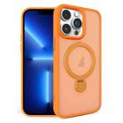 For iPhone 13 Pro 360 Degree Rotating MagSafe Magnetic Bracket Frosted Phone Case(Orange) - 1