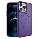 For iPhone 12 Pro Max 360 Degree Rotating MagSafe Magnetic Bracket Frosted Phone Case(Dark Purple) - 1