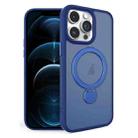 For iPhone 12 Pro Max 360 Degree Rotating MagSafe Magnetic Bracket Frosted Phone Case(Royal Blue) - 1