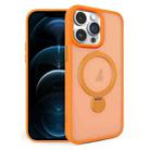 For iPhone 12 Pro Max 360 Degree Rotating MagSafe Magnetic Bracket Frosted Phone Case(Orange) - 1