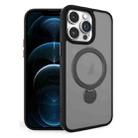 For iPhone 12 Pro Max 360 Degree Rotating MagSafe Magnetic Bracket Frosted Phone Case(Black) - 1