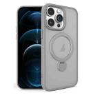 For iPhone 12 Pro Max 360 Degree Rotating MagSafe Magnetic Bracket Frosted Phone Case(Grey) - 1