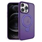 For iPhone 12 Pro 360 Degree Rotating MagSafe Magnetic Bracket Frosted Phone Case(Dark Purple) - 1