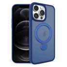 For iPhone 12 Pro 360 Degree Rotating MagSafe Magnetic Bracket Frosted Phone Case(Royal Blue) - 1