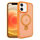 For iPhone 12 360 Degree Rotating MagSafe Magnetic Bracket Frosted Phone Case(Orange) - 1