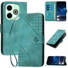 For Infinix Smart 8 Plus 4G YX0080 Grid Butterfly Embossed Pattern Flip Leather Phone Case with Lanyard(Light Blue) - 1