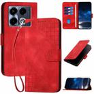 For Infinix Note 40 4G YX0080 Grid Butterfly Embossed Pattern Flip Leather Phone Case with Lanyard(Red) - 1