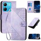 For Infinix Smart 7 Global YX0080 Grid Butterfly Embossed Pattern Flip Leather Phone Case with Lanyard(Light Purple) - 1